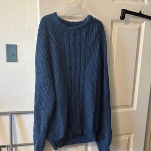 Men's Blue Cable Knit Sweater